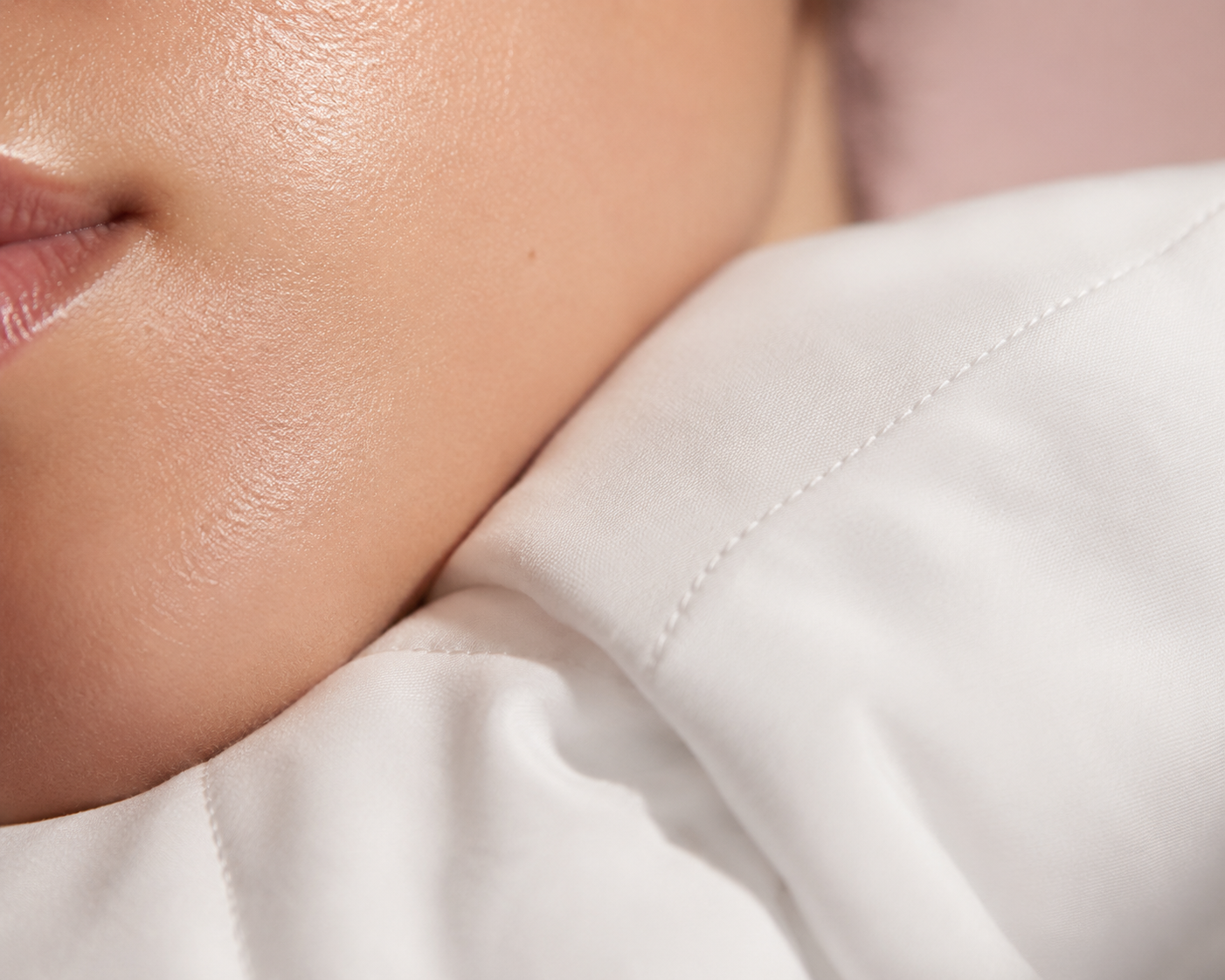 Skin on fabric close-up